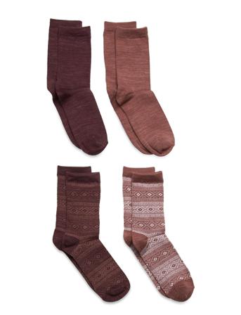 Nkfwak Wool 4 Pack Sock Xxii Socks & Tights Socks Multi/mønstret Name It