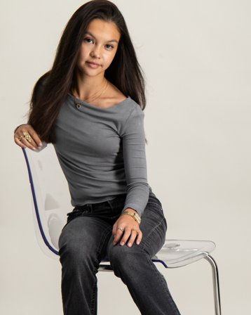 RYVLS L/S Boatneck Top Grå Toppe/Bluser Pige - Kids Brand Store