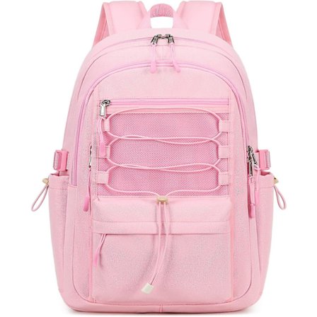 Rejsetaske til bærbar computer med weekendtaske til piger til fritid og ferie Unisex 15,6 tommer Skole Sød Letvægts Høj kapacitet Gave Bogtaske (Pink)