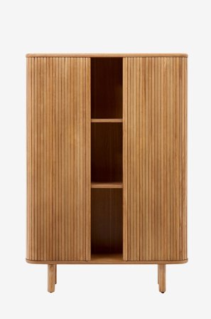 Kave Home - Mailen 2-dørs highboard i askefinér med mørk finish 110 x 140 cm - Brun - Skabe - Fra Homeroom