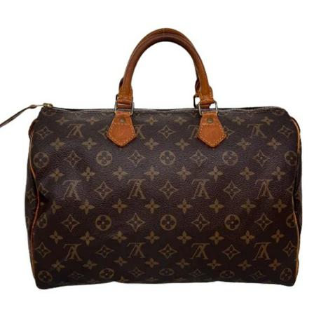 Louis Vuitton Vintage, Pre-owned Speedy 35 Monogram Handbag Bruin, Dames, Maat:ONE Size,leather