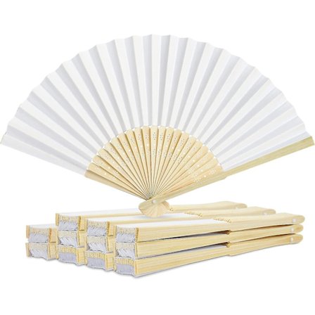 Bryllupsvifte, håndvifte, 13 stk. hvite bryllupsvifter av papir, dekorativ vifte, bryllup