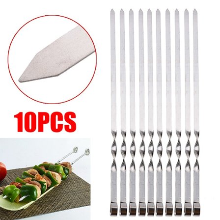 10 stk BBQ Grill Kebab Rustfrit Stål Lange Kødspyd Udendørs Grill Værktøj Spyd