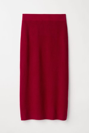 Soft Goat - Ribbed Skirt - Cashmere dress - S - Christmas Red
