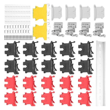 DIN-skenmonterade kopplingsplintar Kit Terminal+Jordplintar+Aluminiumskena+Ändfästen+Ändskydd+Kits