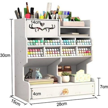 Skrivebordsorganisering med stor kapasitet, oppbevaringsboks for kontorrekvisita (Hvit D)