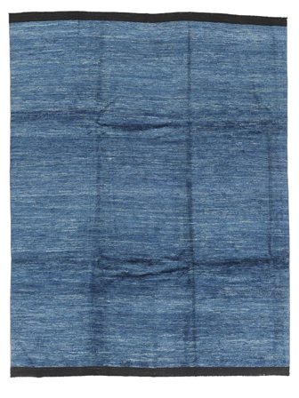 Noué À La Main Battuta Solid Tapis 245X300 De Laine Bleu Foncé/Noir Grand