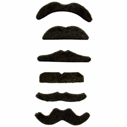 Svart mustaschset 6 st - Partyninja.se
