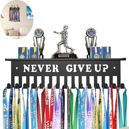 Medaljeophæng, Medaljeholder med 15 kroge, Robust jernpræmie displayholdere, Vægmonteret medalje display