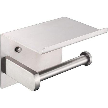 Toalettpapirholder, moderne børstet SUS 304 rustfritt stål toalettpapirholder med telefonhylle, baderomstilbehør F928-03D