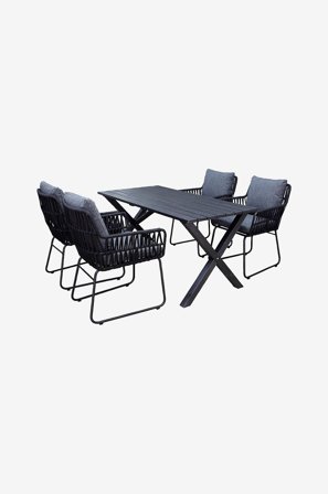 LifestyleGarden - Bord 150 cm & 4 stk. mikado-stole - Sort - Spisegrupper - Fra Homeroom