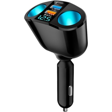 Dubbel 12V cigarettändaruttag, QC3.0/PD/2.4A cigarettändare multi-uttag, USB-billaddare