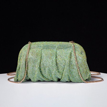 Shiny Rhinestones Handle Bag Evening Clutch Bag LYS GRØNN