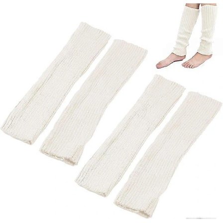 2 par strikkede benvarmere til kvinder, strikkede benvarmere, hvide benvarmere, lange varme strømper