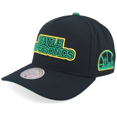 Mitchell & Ness - Schwarz Adjustable Cap - Seattle Supersonics Class Act Pro Hwc Black A-Frame Adjustable @ Hatstore
