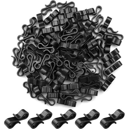 100 stk sorte plastik S-formede lysklips, udendørs lysklips