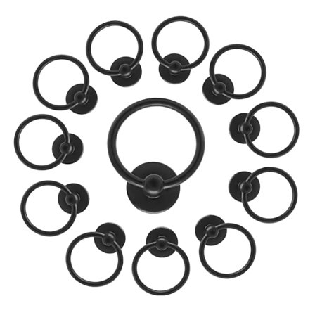 12-pack Antika Runda Lådhandtag med Skruvar kompatibla Möbler Kök Skåp Garderob Byrå Matt Svart