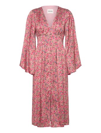 Malina | Auden V-Neck Satin Midi Dress | XS