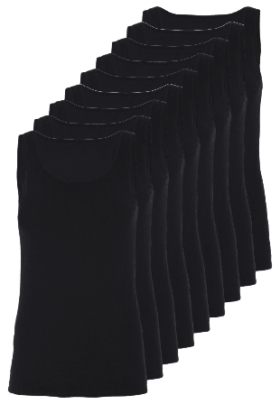 Decoy Ekologisk Bomull, Undertröja Breda Axelband, 9-pack, Svart Linnen Dam M