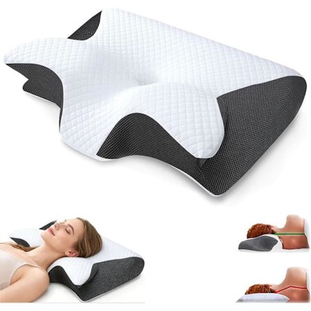Nackkudde i memory foam, en två-i-ett ortopedisk kudde, lindrar effektivt nacksmärta, anpassar sig till nackens naturliga kurva för stöd