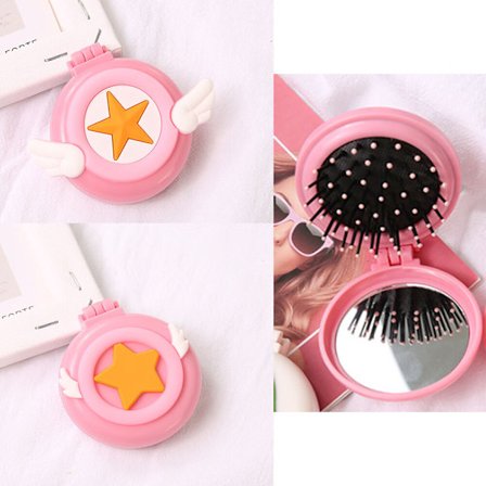 2 Pakker Stjerne Foldbar Reise Speil Hårbørster Bærbar Rund