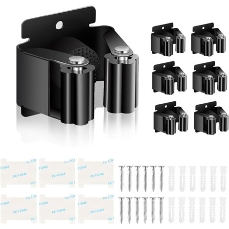 Vægmonteret moppestativ, 2-pak, moppeholder til badeværelse, køkken, have, garage, kontor