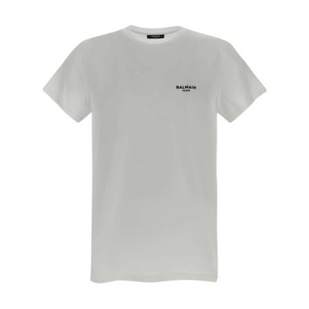 Balmain, Chest Logo T-Shirt Biały, Mężczyzna, Rozmiar: XL