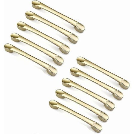 Set med 10 köksskåpshandtag, Aluminium 128mm - Guldhandtag, Skåpdörrhandtag DFH
