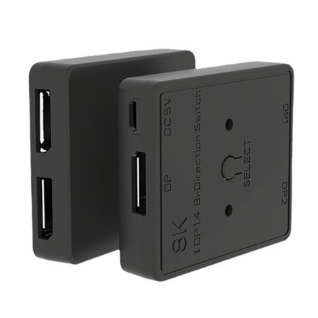 DisplayPort 1.4 Bi-Directionell Switch Splitter 1x2 eller 2x1 DP KVM 8K@30Hz 4K@120Hz för Flerfaldiga Källdisplayer Switcher