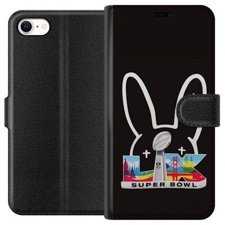 Kompatibelt Lommeboketui til Apple iPhone 6 Bad Bunny portrett med åpen skjorte, tatoveringer og krøllete hår i stilfull motefotografering