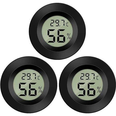 3 Stykker Digital Mini Termometer Hygrometer med LCD-display Måler Temperatur og Fugtighed til Køleskab Stue og Akvarium -50°C +70°C