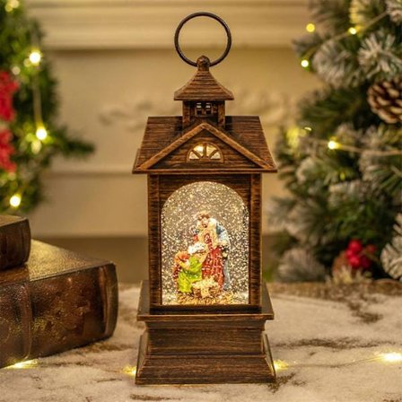 Julekulelykt med lys og musikk, virvlende glittervannlykt 50% rabatt