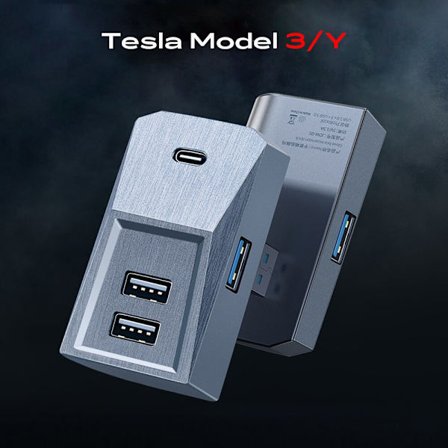 Telakointiasema Tesla Model Y Model 3 -pikalaturille 4 USB Shunt Hub Flocking Adapter