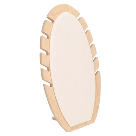Halsband Display Stativ Bladformad mjuk ludd Repsäker träkedja Smyckeshållare Beige