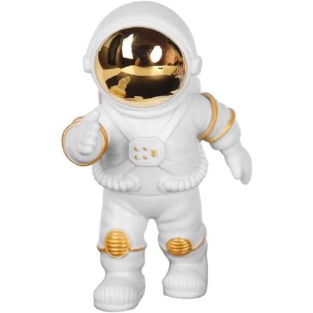 Hvit hylledekorasjon, borddekorasjon, søt romfigur ornament (gull/hvit stor astronautfigur)