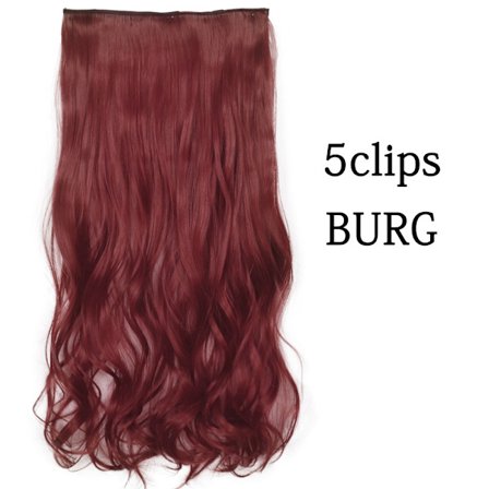 Syntetisk 22 32 tum 5 Clips Hårförlängning Värmebeständig falska hårstycken Långa vågiga frisyrer Clip In Hair Extensions