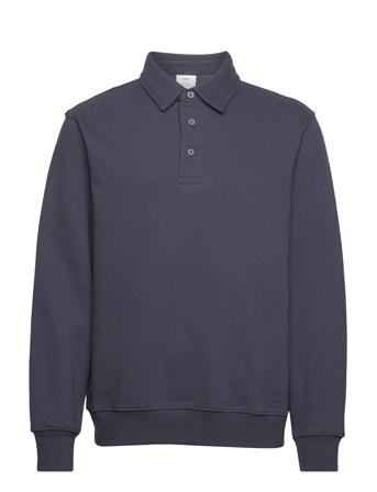 Cotton Polo Sweatshirt Polos Long-sleeved Marineblå Mango*Betinget Tilbud