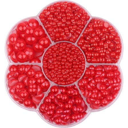 5600 stk. 1 æske 7 størrelser 2/3/4/5/6/8/10mm flad bag halvrund perle