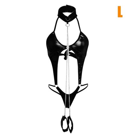 Sexy PU-Lær Undertøy Kjede BH Tangatruse G-streng Jumpsuit Undertøy for Kvinner - Xin