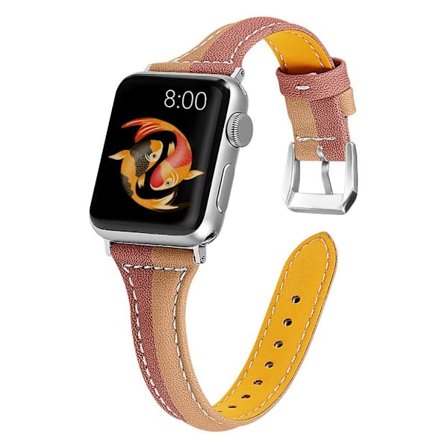 Apple Watch Series 5 44 mm klockarmband i äkta läder - Kaffe / Brun