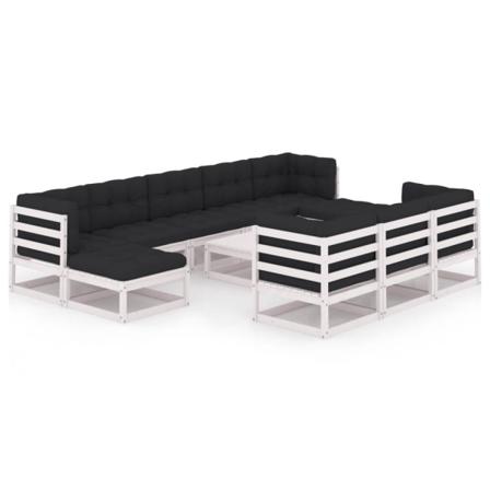 Vidaxl Loungegrupp Med Dynor 11 Delar Vit Massiv Furu Vit
