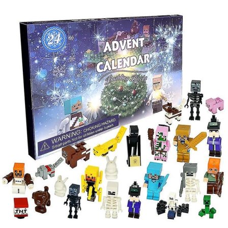 24. Adventskalender Minecraft Montert Byggekloss Leketøy Jul Halloween Leker Gave Minifigur Sett Puslespill Gaver 24 stk