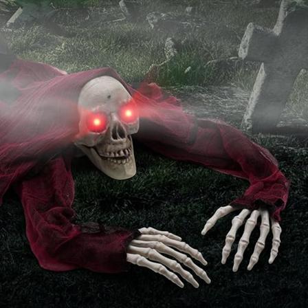 Halloween utomhusdekoration, banbrytande zombiehäxa, ögon som blinkar läskiga ljud, läskigt krypande Bästa Halloween-dekorationer red
