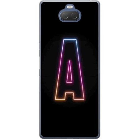 Yhteensopiva Puhelinkuori Sony Sony Xperia 10 Plus Minimalistinen neonkirjain A sateenkaarenvärisessä valossa mustaa taustaa vasten modernissa typog