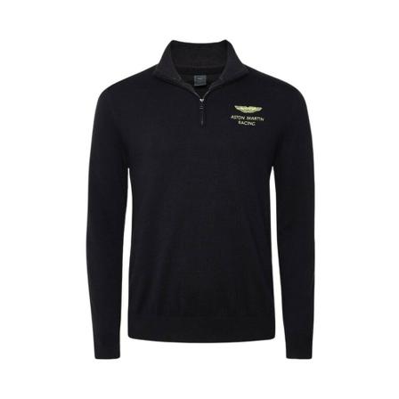 Hackett BAston Martin Half-Zip Jumper Sort, Herre Strik