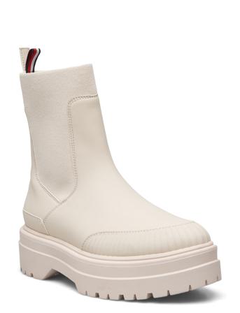 Feminine Rubberized Thermo Boot Shoes Boots Sock Boots Ankle Boot - Flat Creme Tommy Hilfiger*Betinget Tilbud