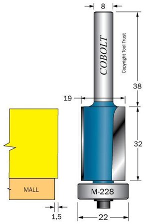 Cobolt 205-024-M228 Kantfräs med kullager för grovprofilering, Fräsa & hyvla