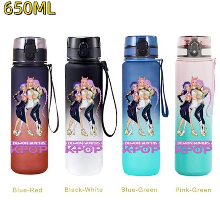 650 ml KPop Demon Hunters vattenflaska med flipskydd - perfekt för resor, fitness och presenter