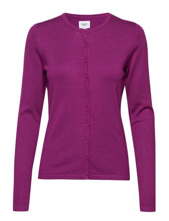 A8661, Milasz R-Neck Cardigan Stickad Tröja Cardigan Lila Saint Tropez