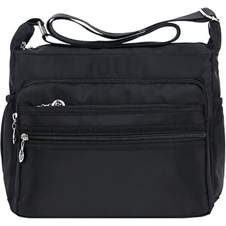 Dame skuldertaske letvægts crossbody taske lille damer tote nylon taske sort